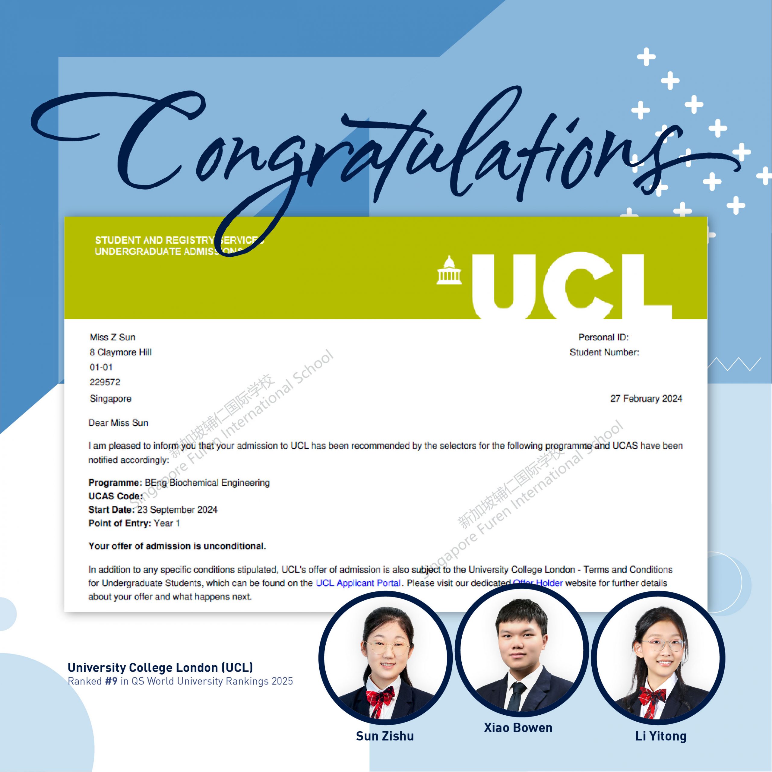 FIS offers – University College London (UCL)